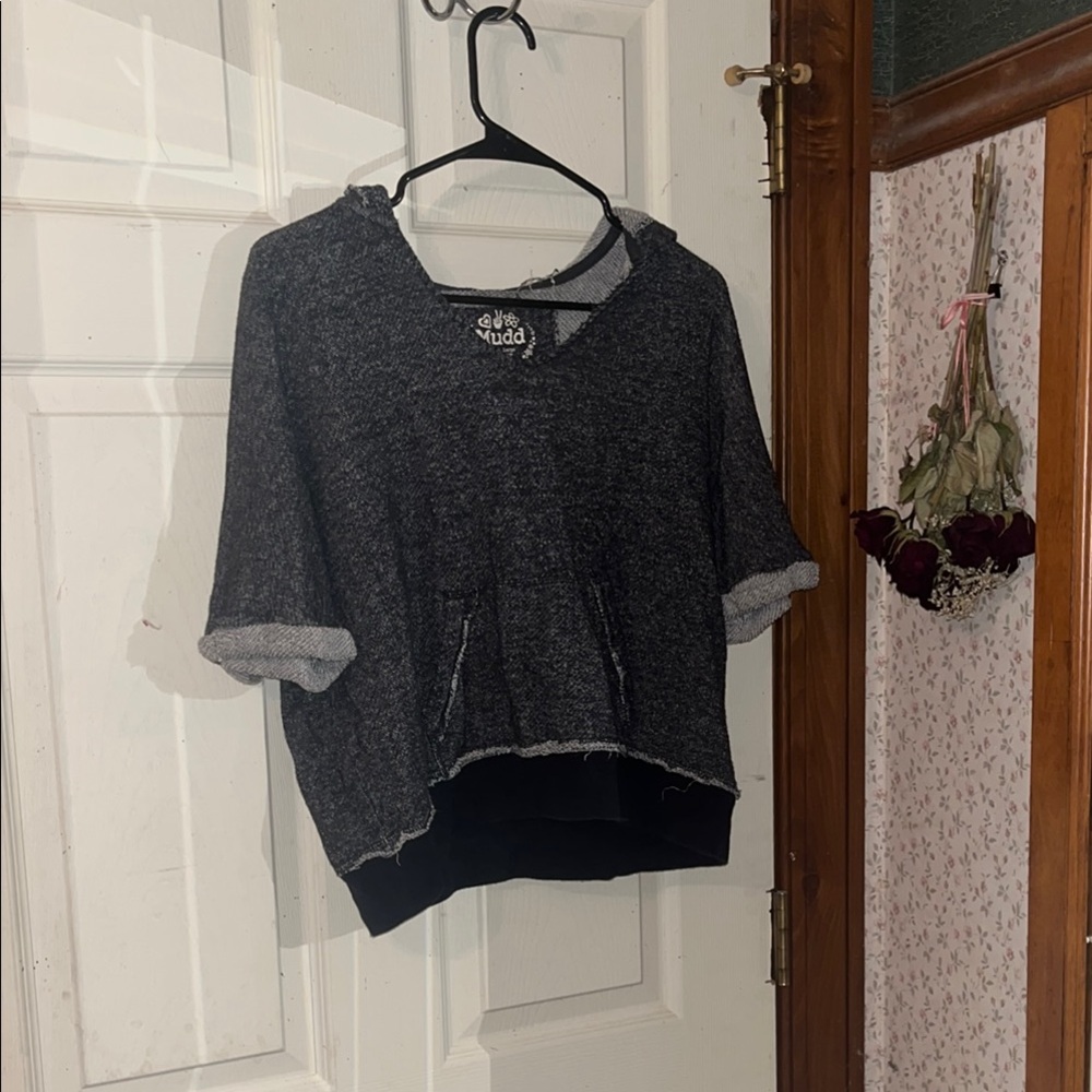 Mudd Dark Gray Short Sleeve Hoodie Style Top
